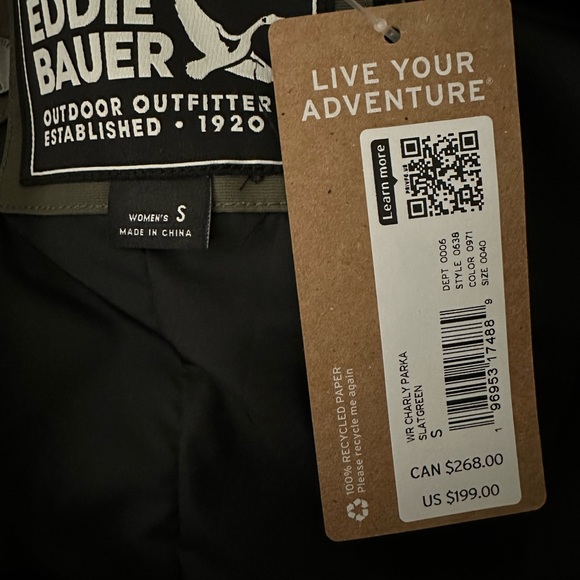 Eddie Bauer Women’s Charly Waterproof Rain Parka in the color Slate Green - Picture 3 of 3